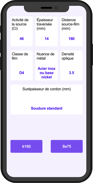 Application de calcul - Page de formulaire complété
